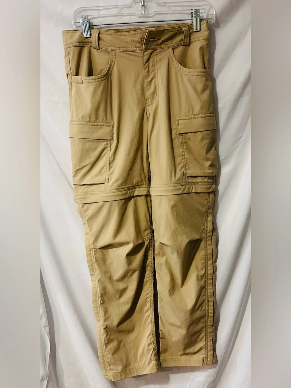 REI Co-op Sahara Convertible Hiking Pants Womens 4 Tan Khaki Zip Ankle Outdoors